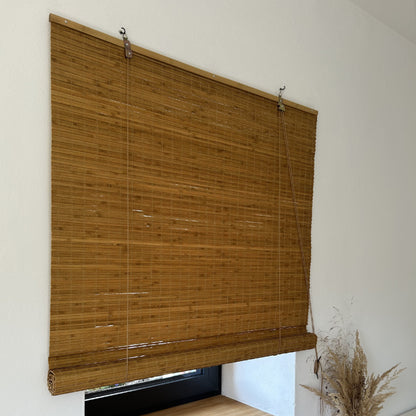 Store enrouleur occultant en bambou - Brun clair (Noyer)