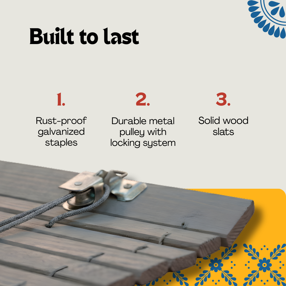 Store enrouleur en bois pour pergola - Naturel