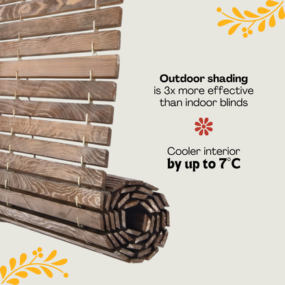 Store extérieur pour fenêtres en bois - Brun