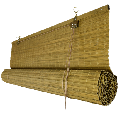 Store enrouleur occultant en bambou - Brun clair (Noyer)