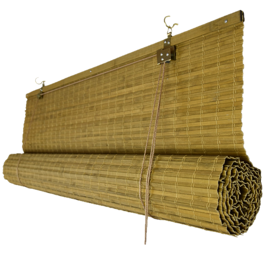 Store enrouleur occultant en bambou - Brun clair (Noyer)