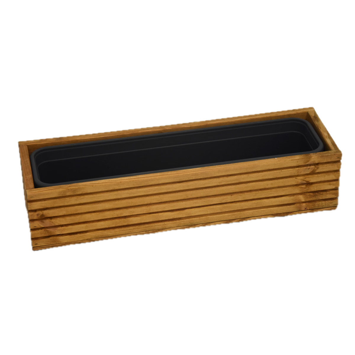 Jardinière en bois avec insert en plastique - 64cm x 24cm